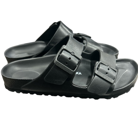 Birkenstock Arizona Sandals Black Leather Double Strap Size 38 EU 7-7.5 US - Picture 6 of 8